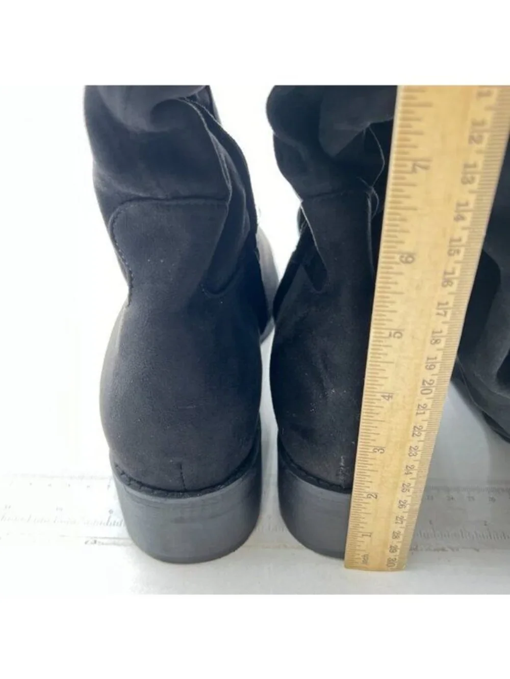 Pazzion Women Almond Toe Knee High Boots with Partial Zipper Stretchy Flat Black